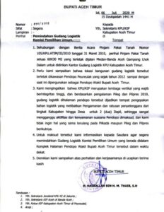Bupati Aceh Timur Minta KIP Pindahkan Gudang Logistik dari Pendopo Peureulak