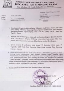 Mau Pecat Tuha Peut, Surat Camat Simpang Ulim Berlawanan dengan Surat Bupati Aceh Timur