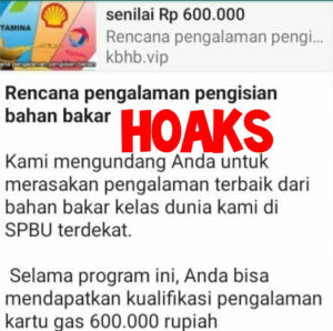 Hoaks, Program Kartu Gas Rp600 Ribu Isi Bahan Bakar di SPBU Terdekat