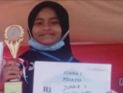 Hafiza, Siswi SD Simpang Mamplam Raih Juara Pertama Pidato Tingkat Kabupaten