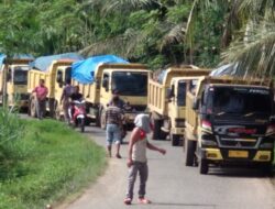 Angkut Batu Gajah untuk Proyek Kejar Tayang, Warga Peudada Tahan Belasan Truck