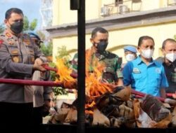 Polda Aceh Aduk 100 Kg Sabu dalam Molen dan Bakar 445 Kg Ganja