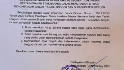 Bupati Bireuen Warning Pedagang Tidak Naikkan Harga Barang