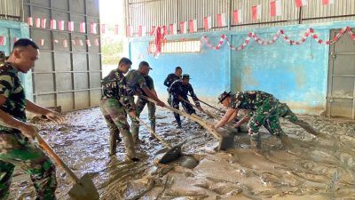 Ksatria Trunojoyo Terus Beraksi Membersihkan Lumpur Pasca Banjir Aceh