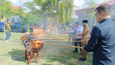 Polres Bireuen Musnahkan 29,8 Kg Narkotika Hasil Pengungkapan Empat Perkara